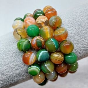 ❤️ 10mm "Peacock" Agate Bracelets